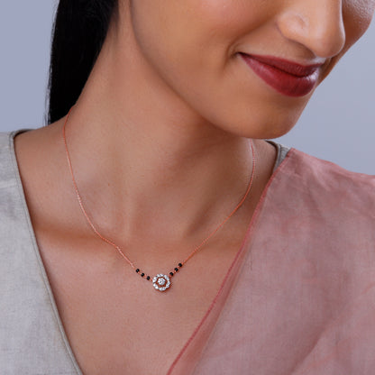 Rose Gold Jeeva Solitaire Lab Grown Diamond Mangalsutra