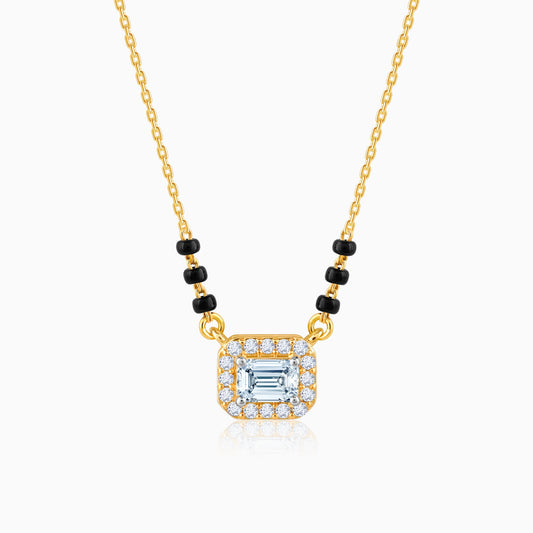 Gold Square Solitaire Lab Grown Diamond Mangalsutra