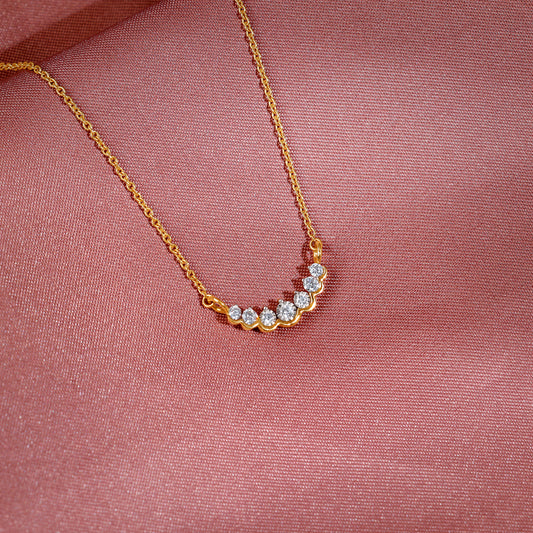 Gold Gleaming Diamond Solitaire Necklace