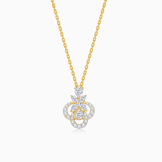 Gold Floral Cluster Lab Grown Diamond Necklace