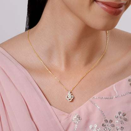 Gold Floral Cluster Lab Grown Diamond Necklace