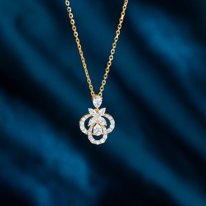 Gold Floral Cluster Lab Grown Diamond Necklace