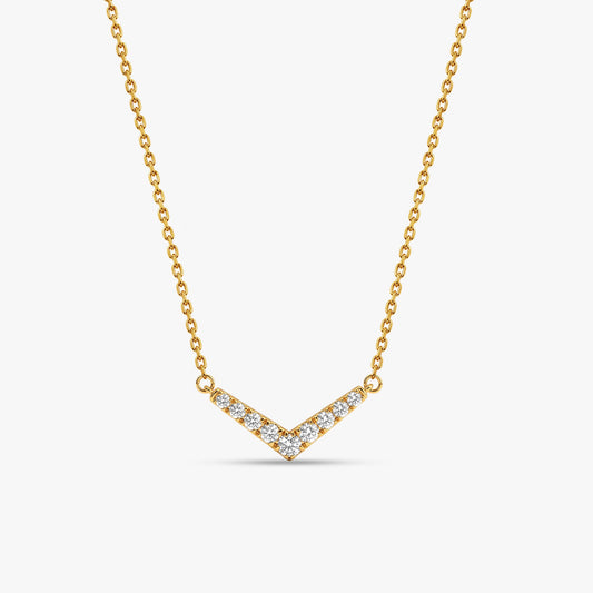 Gold Chevron Lumiere Lab Grown Diamond Necklace