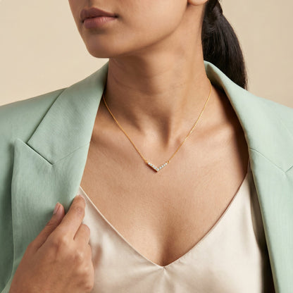 Gold Chevron Lumiere Lab Grown Diamond Necklace