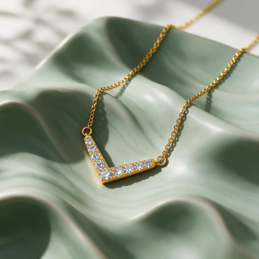 Gold Chevron Lumiere Lab Grown Diamond Necklace