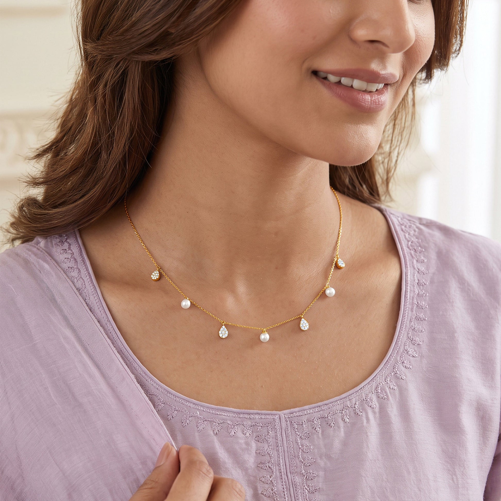 Gold Starlit Fringe Lab Grown Diamond Necklace