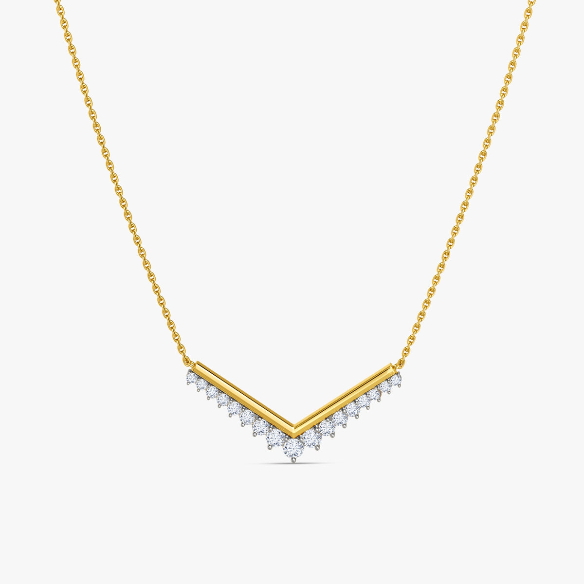 Gold Chevron Drop Lab Grown Diamond Necklace