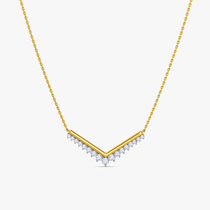 Gold Chevron Drop Lab Grown Diamond Necklace