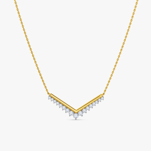 Gold Chevron Drop Lab Grown Diamond Necklace