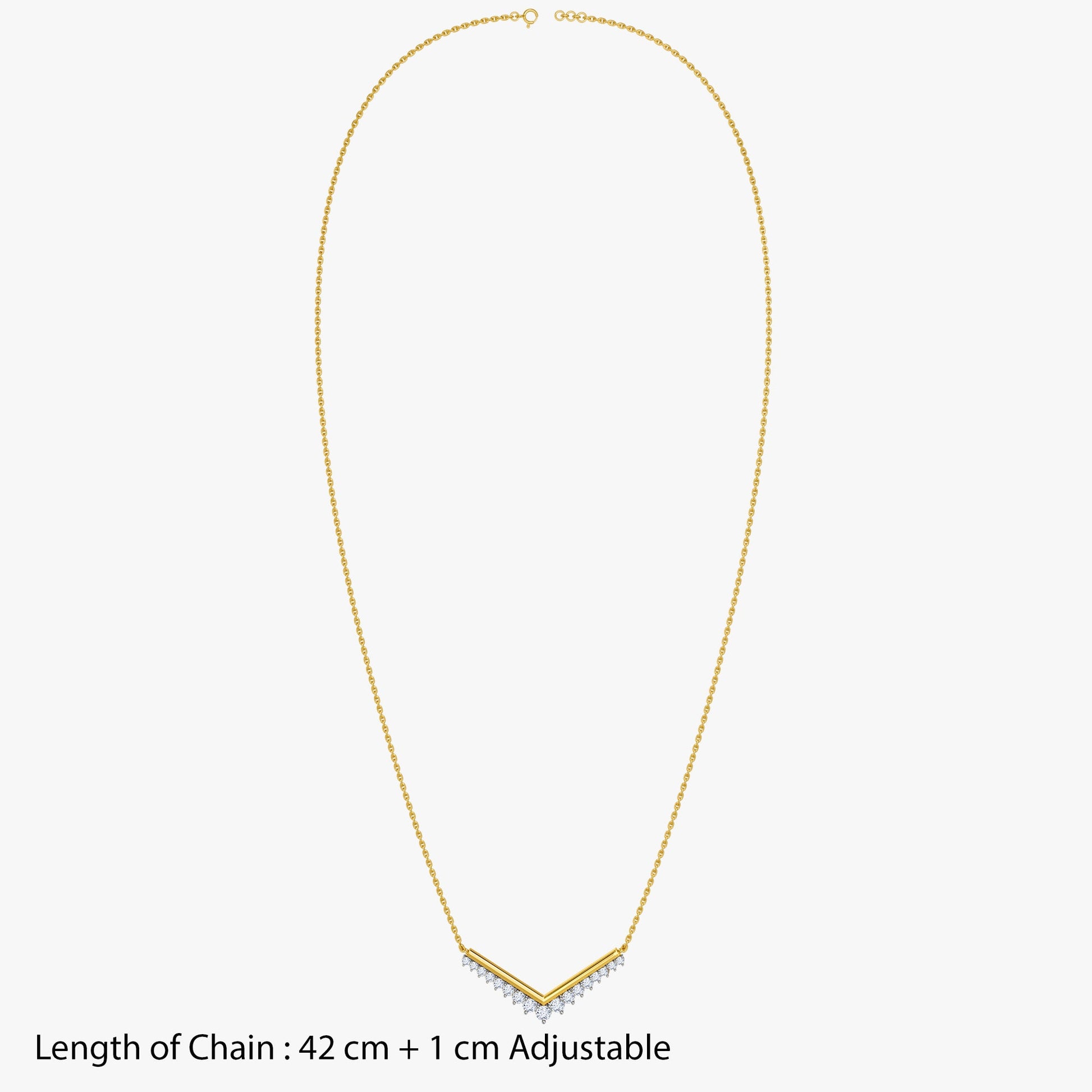 Gold Chevron Drop Lab Grown Diamond Necklace