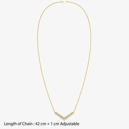 Gold Chevron Drop Lab Grown Diamond Necklace
