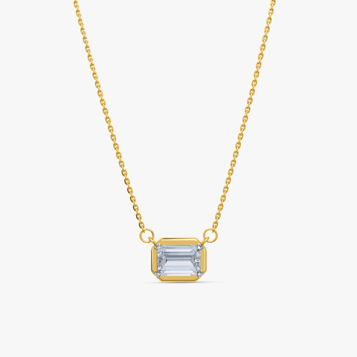 Gold Geo Aura Solitaire Lab Grown Diamond Necklace