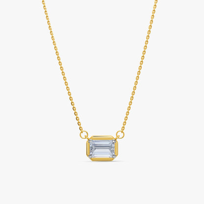 Gold Geo Aura Solitaire Lab Grown Diamond Necklace