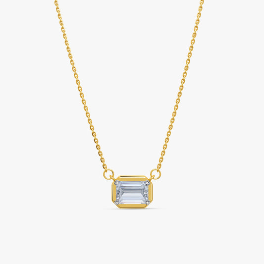 Gold Geo Aura Solitaire Lab Grown Diamond Necklace