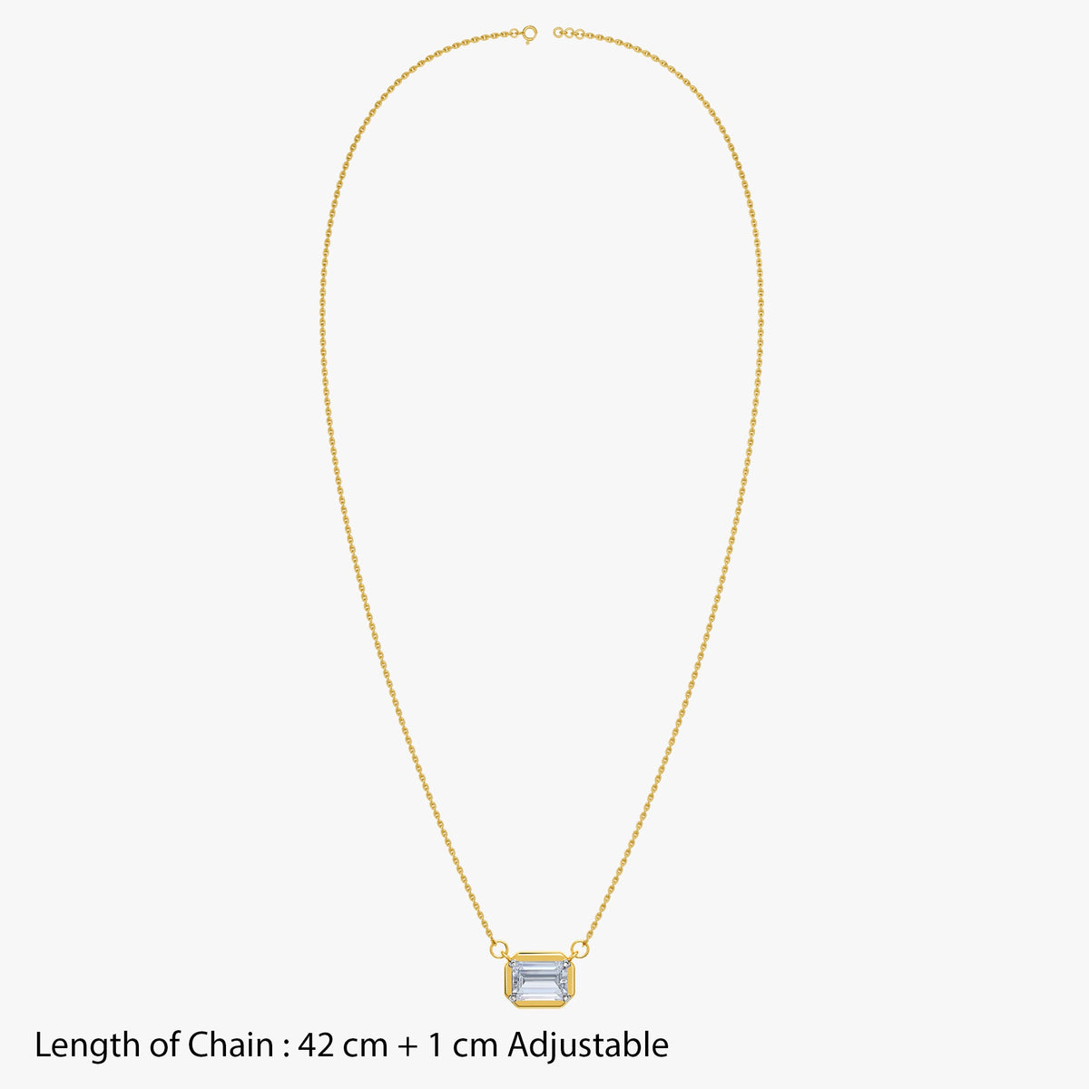 Gold Geo Aura Solitaire Lab Grown Diamond Necklace