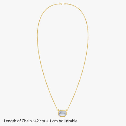 Gold Geo Aura Solitaire Lab Grown Diamond Necklace