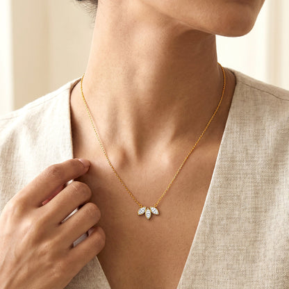 Gold  Marquise Trio Lab Grown Diamond Necklace