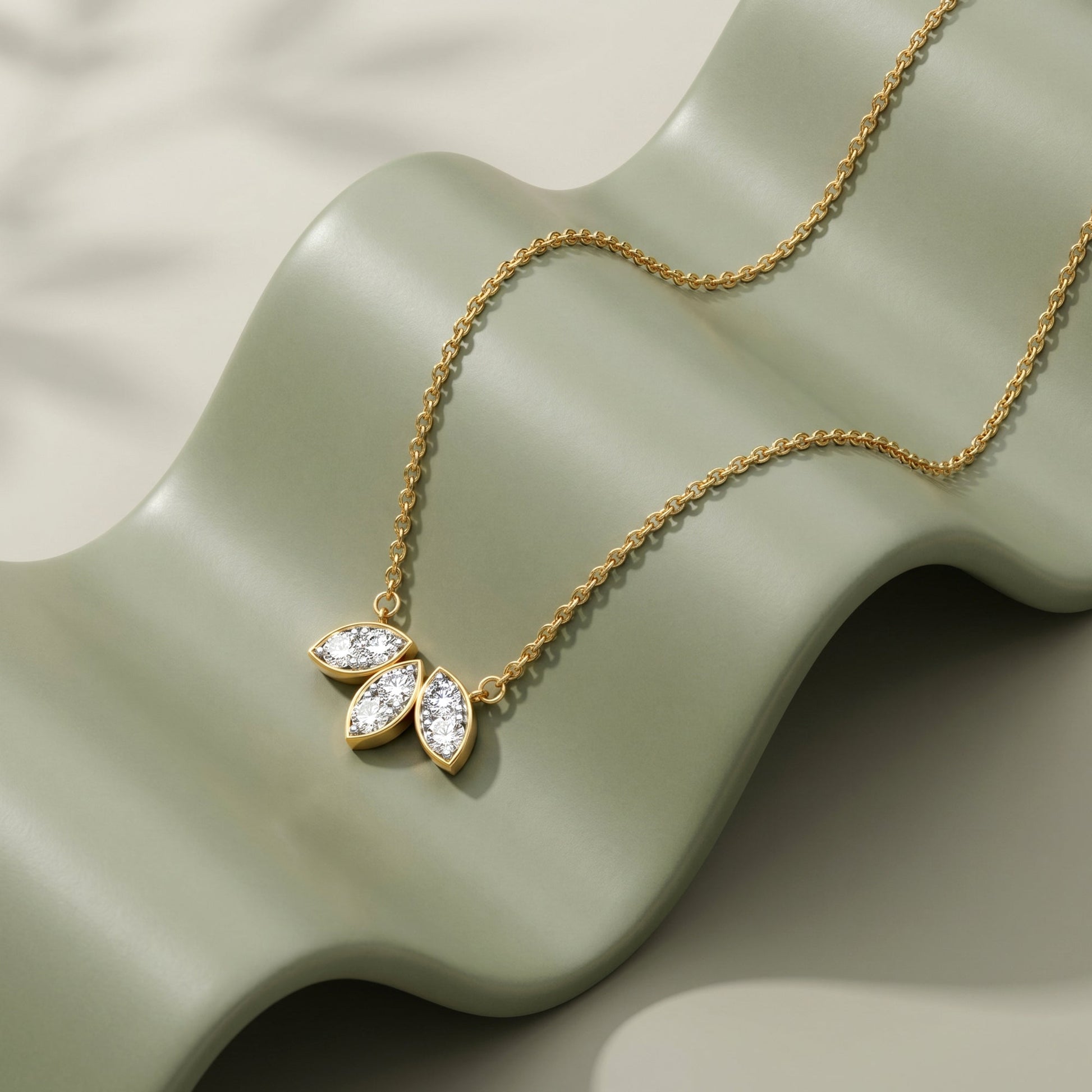 Gold  Marquise Trio Lab Grown Diamond Necklace