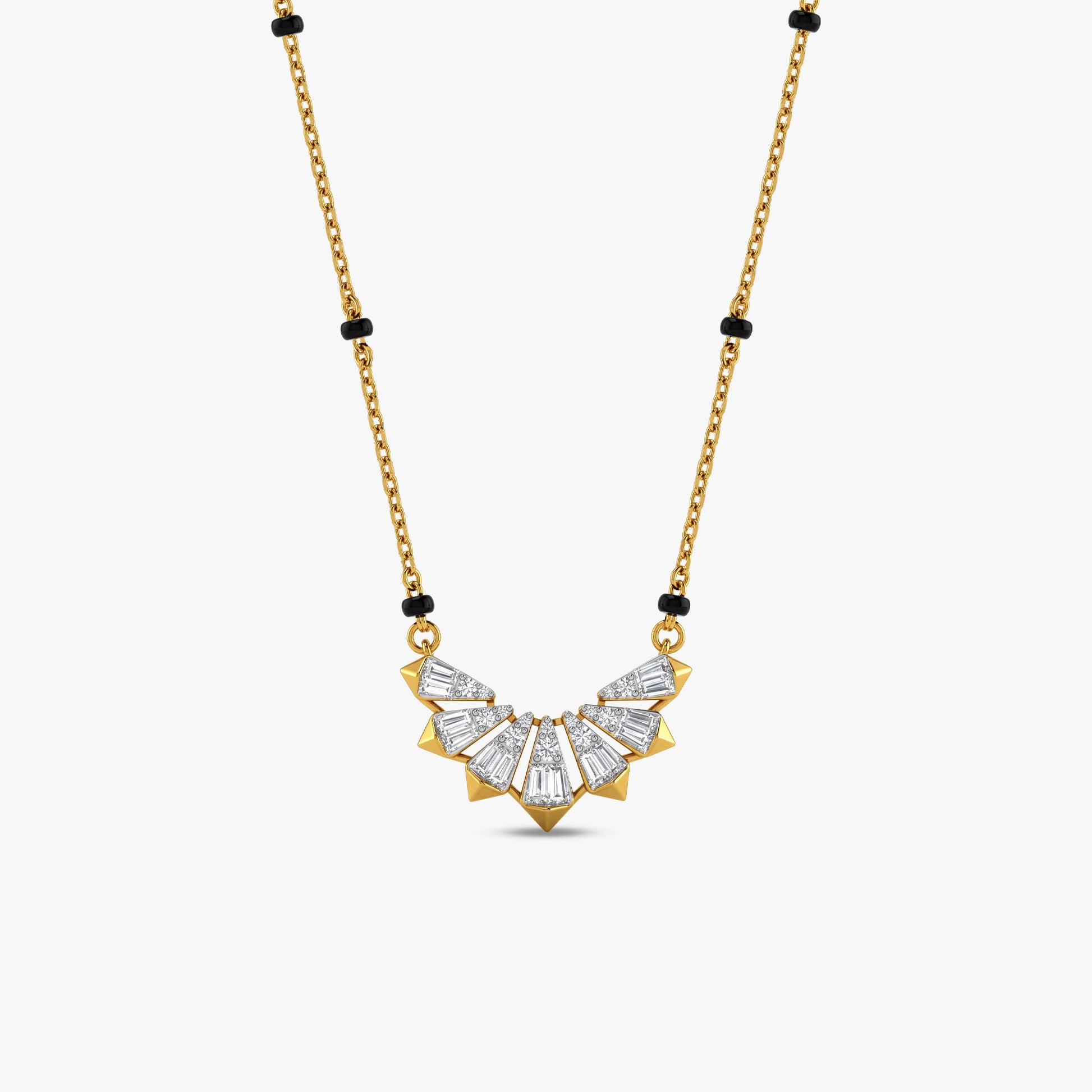 Gold Sunray Spokes Lab Grown Diamond Mangalsutra