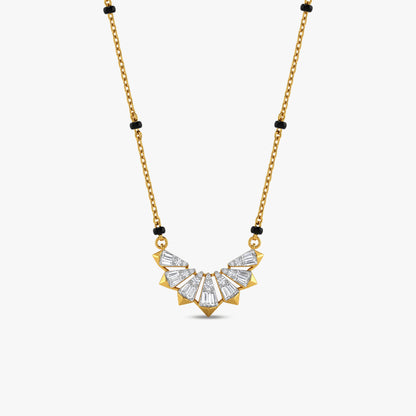 Gold Sunray Spokes Lab Grown Diamond Mangalsutra