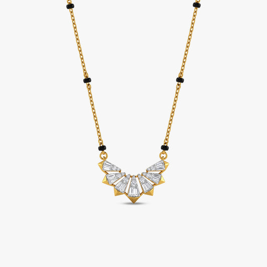Gold Sunray Spokes Lab Grown Diamond Mangalsutra