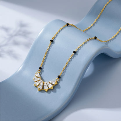 Gold Sunray Spokes Lab Grown Diamond Mangalsutra