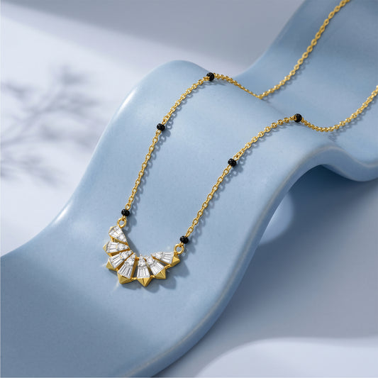 Gold Sunray Spokes Lab Grown Diamond Mangalsutra