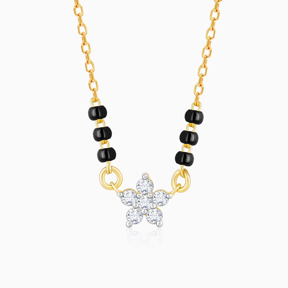 18k Gold Floral Flare Diamond Mangalsutra