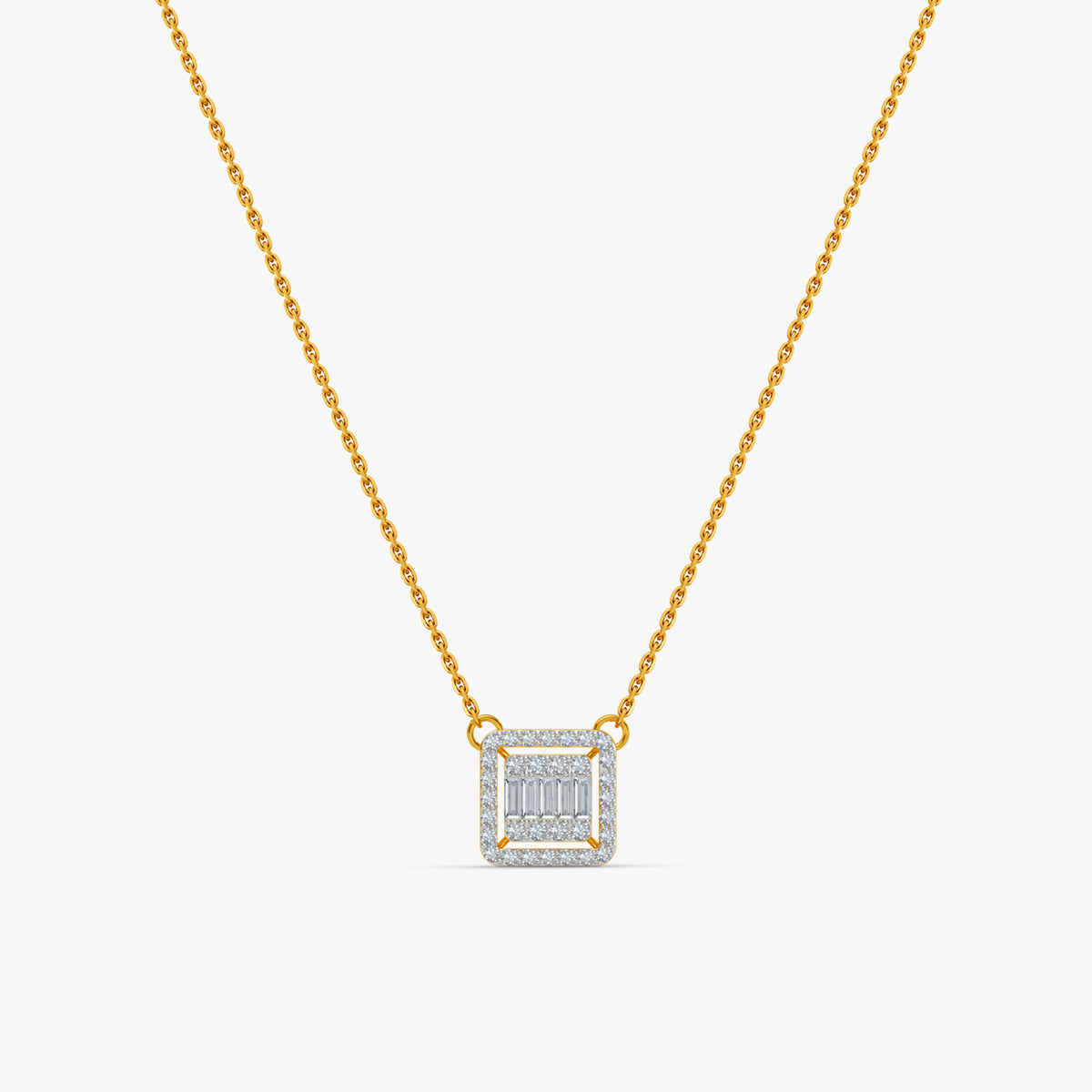 Gold Daily Square Lab Grown Diamond Necklace