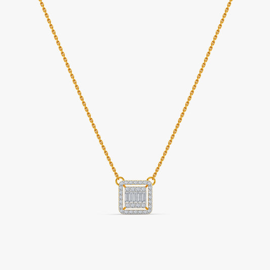 Gold Daily Square Lab Grown Diamond Necklace