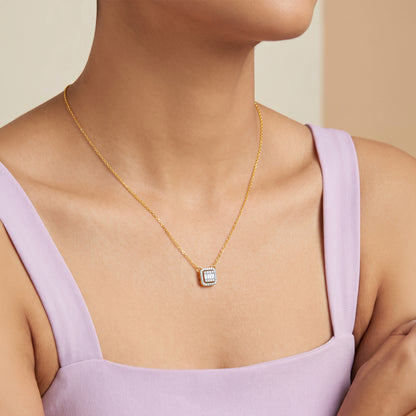 Gold Daily Square Lab Grown Diamond Necklace