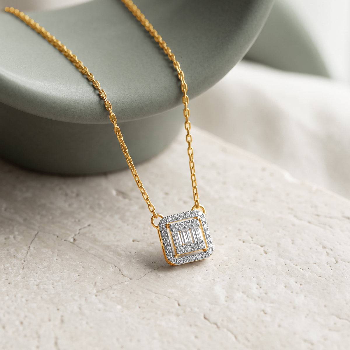 Gold Daily Square Lab Grown Diamond Necklace