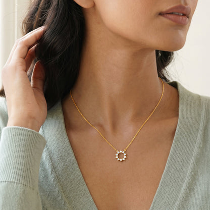 Gold Aurora Blossom Lab Grown Diamond Necklace