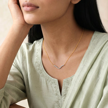 Gold Swirl of Light Lab Grown Diamond Necklace