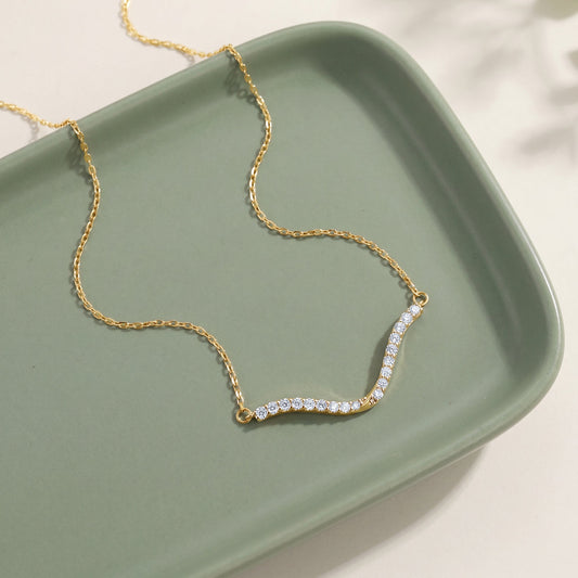Gold Swirl of Light Lab Grown Diamond Necklace