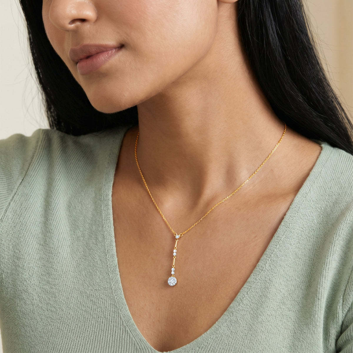 Gold Fleur Cascade Lab Grown Diamond Necklace