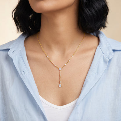 Gold Teardrop Trellis Lab Grown Diamond Necklace