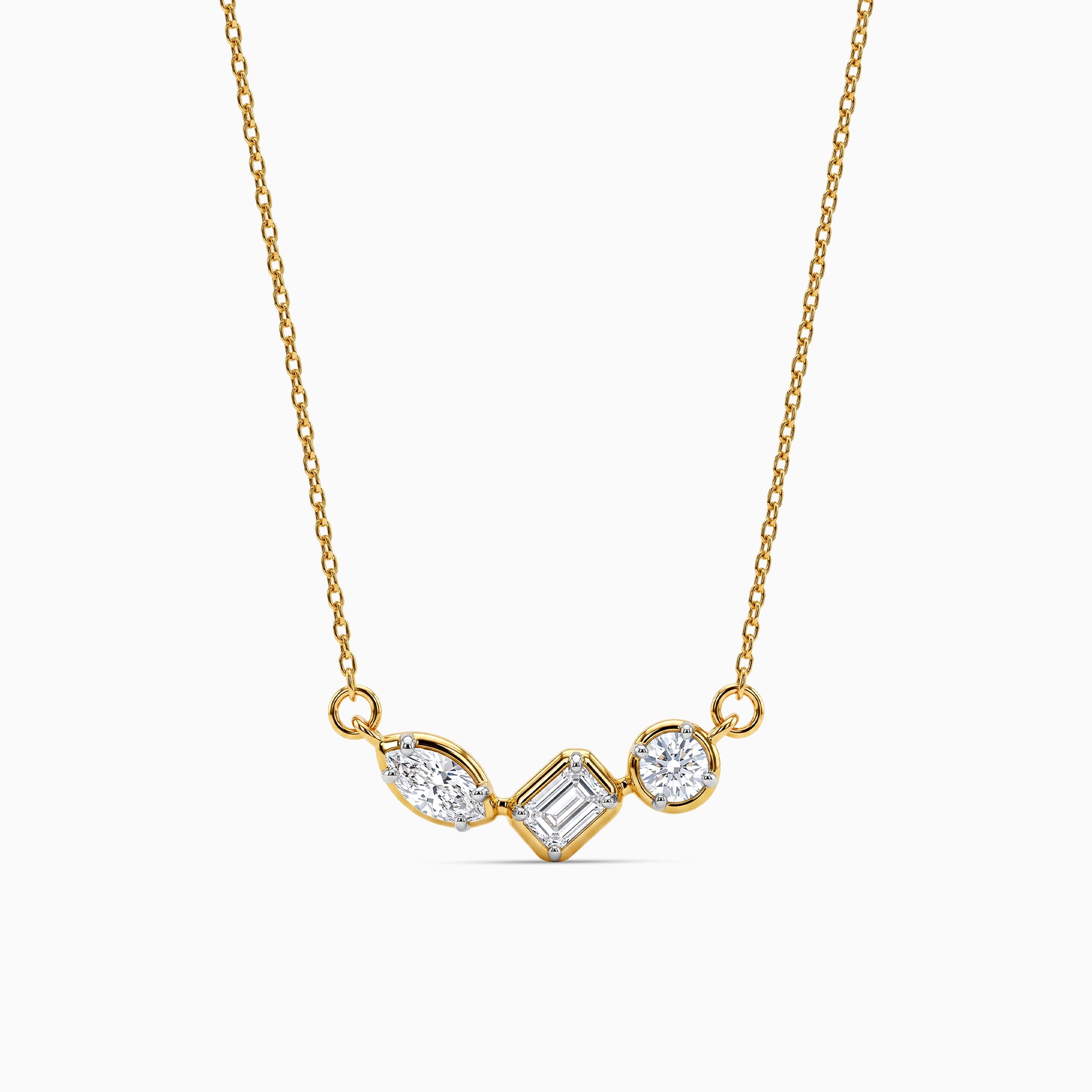 Gold Trilogy Cuts Lab Grown Diamond Necklace