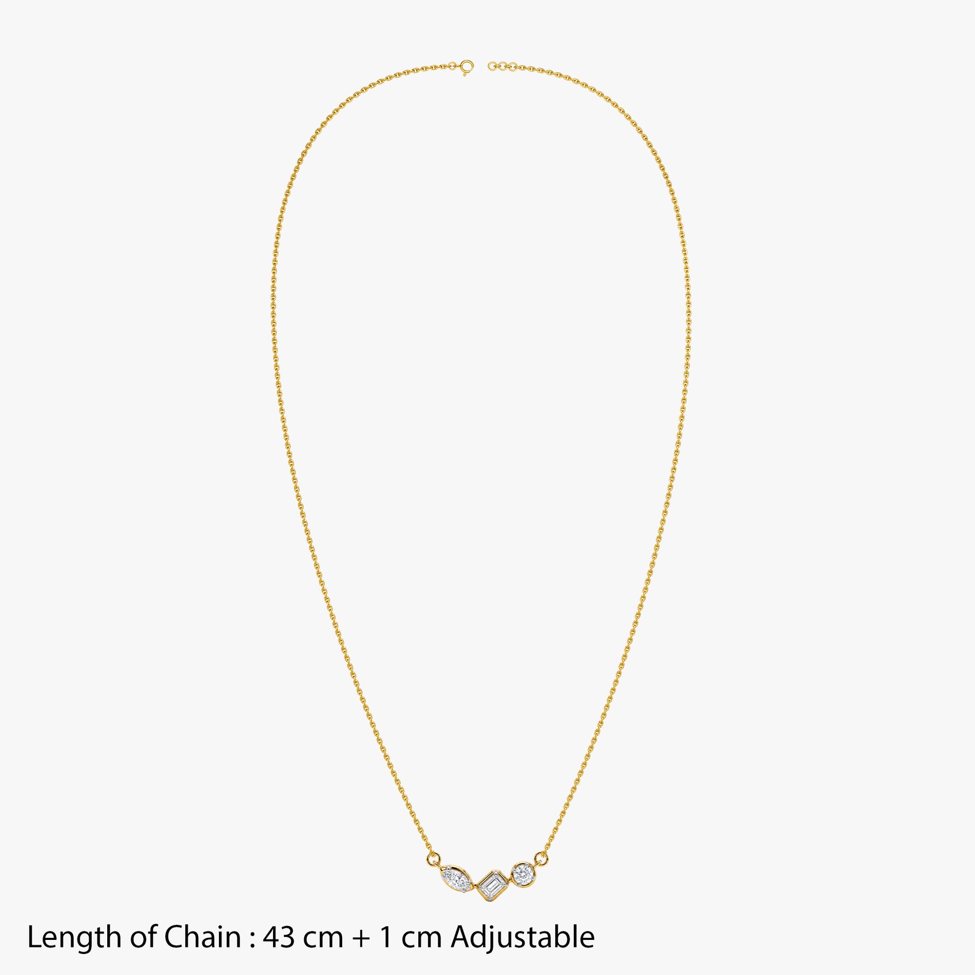 Gold Trilogy Cuts Lab Grown Diamond Necklace
