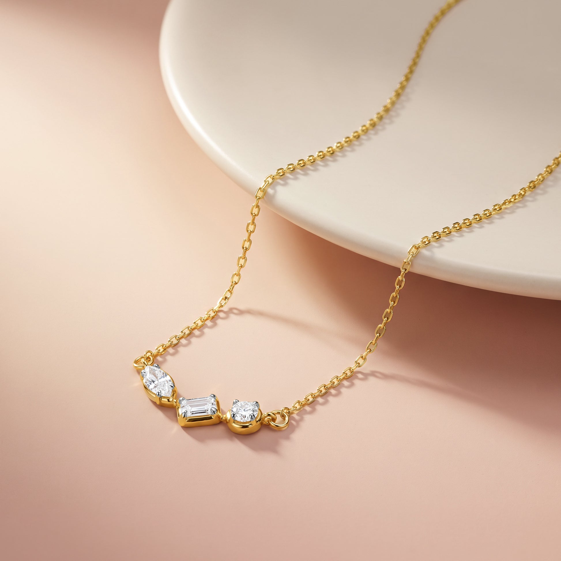 Gold Trilogy Cuts Lab Grown Diamond Necklace