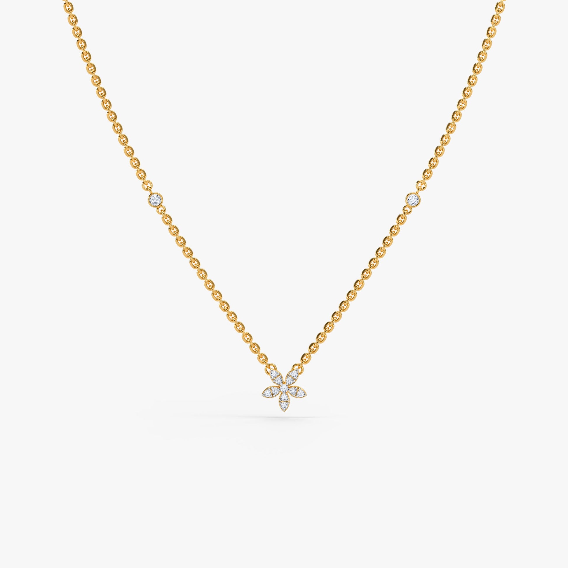 Gold Floral Silence Lab Grown Diamond Necklace