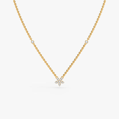 Gold Floral Silence Lab Grown Diamond Necklace