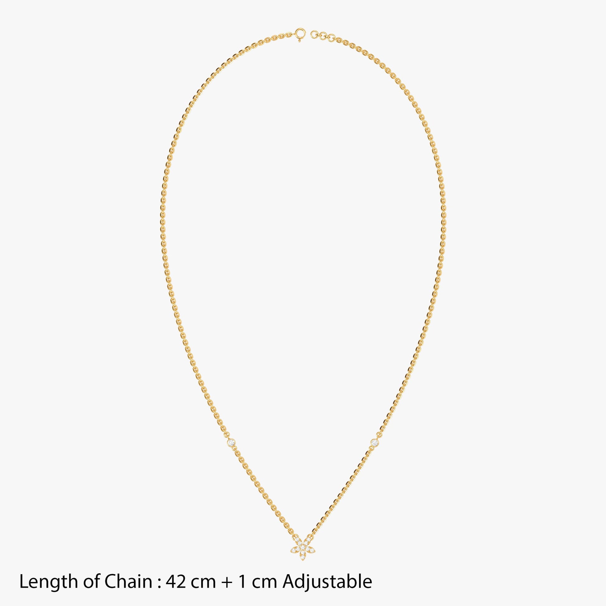 Gold Floral Silence Lab Grown Diamond Necklace