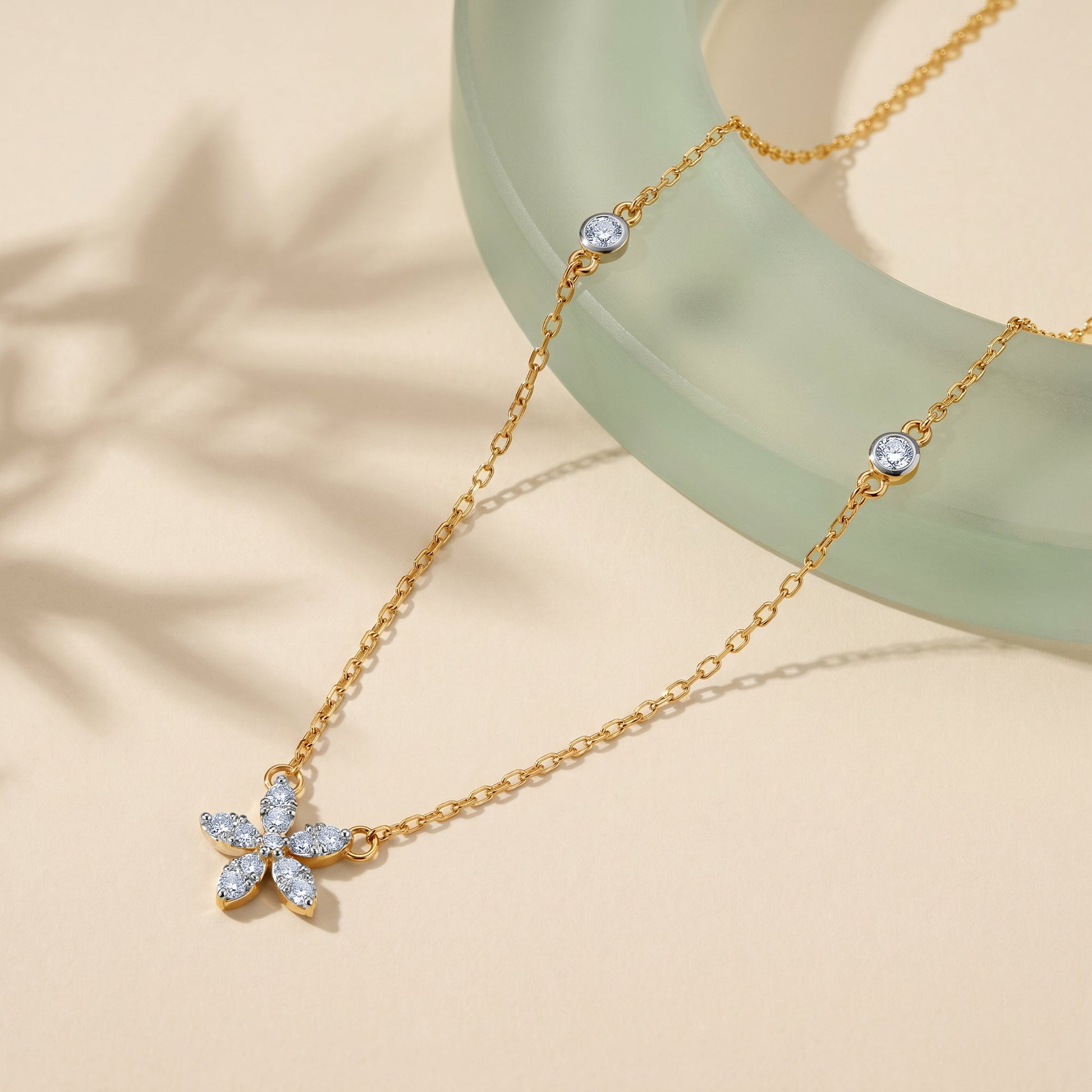 Gold Floral Silence Lab Grown Diamond Necklace