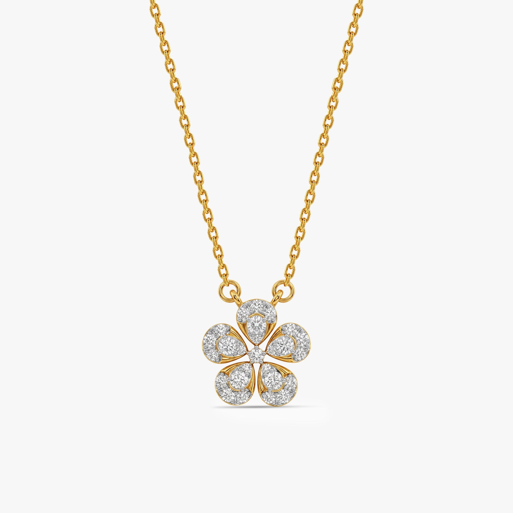 Gold Aurora Petal Lab Grown Diamond Necklace