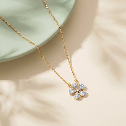 Gold Aurora Petal Lab Grown Diamond Necklace