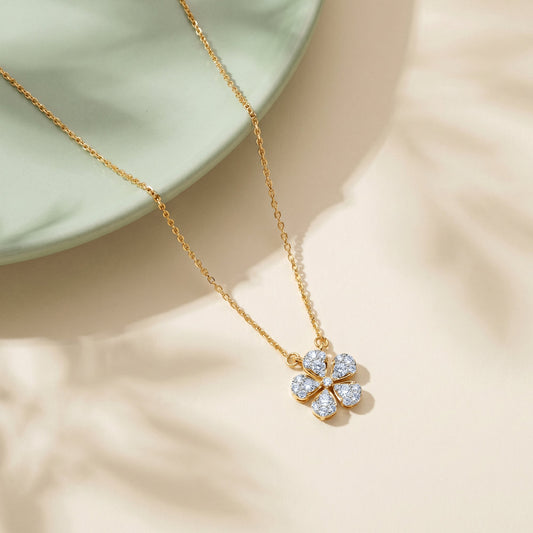 Gold Aurora Petal Lab Grown Diamond Necklace