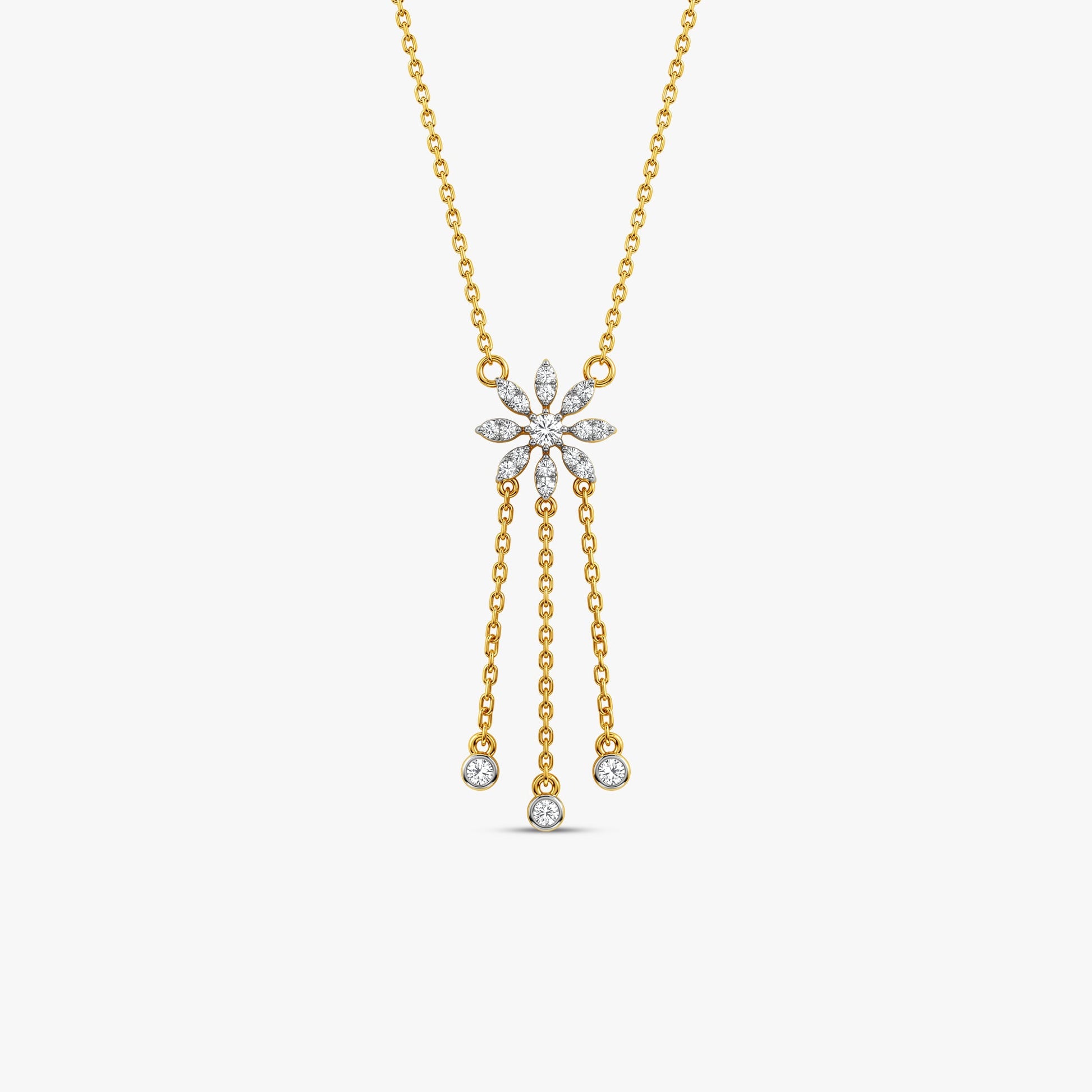 Gold Flower Drop Lab Grown Diamond Necklace