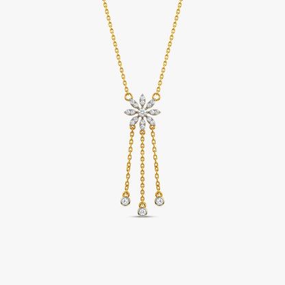 Gold Flower Drop Lab Grown Diamond Necklace