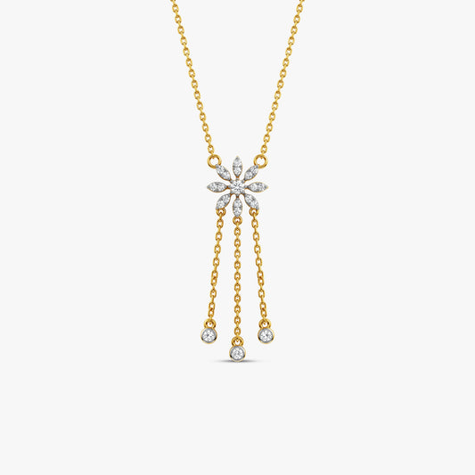 Gold Flower Drop Lab Grown Diamond Necklace